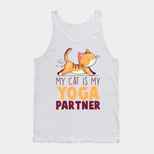 My cat is my yoga partner cat Funny Quote Hilarious Sayings Humor Tank Top